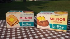 Pair Of Milnor North Dakota Creamery Butter Cardboard Boxes Country Farm House 