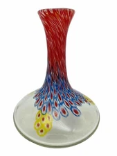 Vtg Dynasty Gallery Vase Peacock Feather Design Hand Blown Unique Style M2