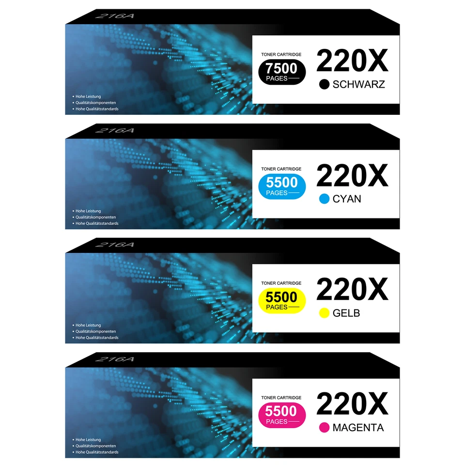 Kompatible 4x XXL Toner MIT CHIP für HP 220A 220X Color Laserjet Pro MFP 4302fdw