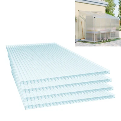 6~42Pc Clear 4mm Polycarbonate Sheets Twinwall Greenhouse Replacement Roof Panel
