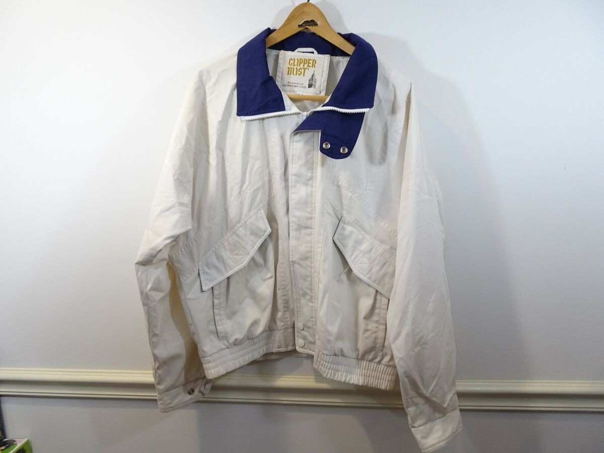 CLIPPER MIST Londontown Corp White Blue Full Zip Jacket Size CLIPPER MIST Londontown Corp White Blue Full Zip Jacket Size