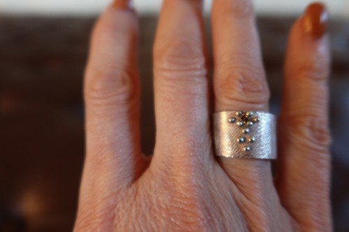 NWOT $400 Dahlia Kanner Sterling Silver & Cognac diamond bumpy ring with stone 6 - Picture 3 of 19