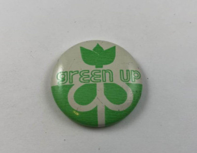 Vintage VERMONT GREEN UP ENVIRON MONTH Button, Pinback