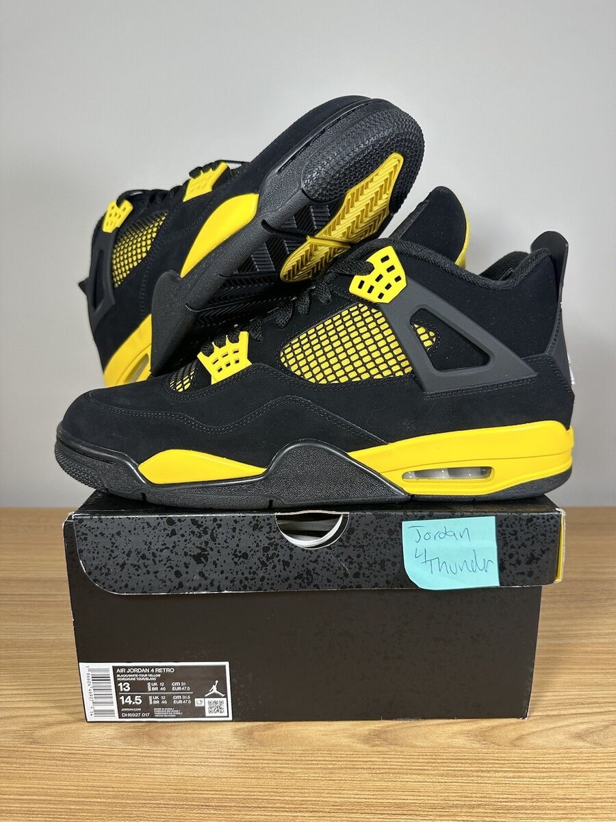 NIKE AIR JORDAN 4 IV RETRO THUNDER DH6927-017 BLACK YELLOW NIKE AIR JORDAN 4 IV RETRO THUNDER DH6927-017 BLACK YELLOW