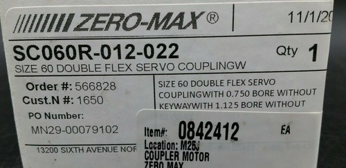 Zero-Max SC060R-012-022 ServoClasse Doppio Accoppiamento Flex - Foto 2 di 3