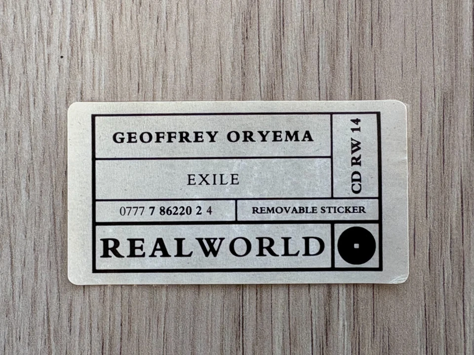 CD Geoffrey Oryema Exile 1990 Real World Records – CDRW14 + Sticker - Photo 2/4