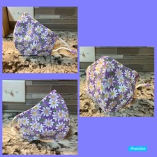 Lilac Daisy Face Mask Adult Breathable Comfy W/ Wire Across W/Comfy elastic