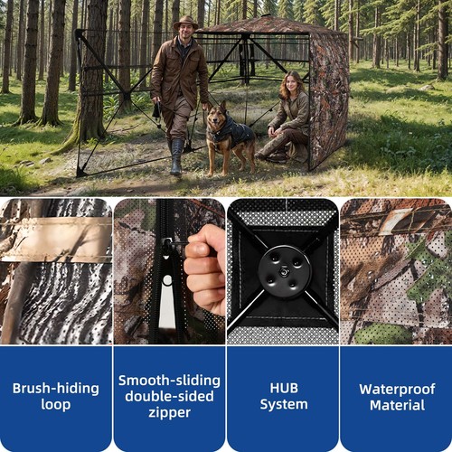 360 Degree See Hunting Blind Side Fully Open Door Hunting Stool for 2-3 Person - Picture 7 of 8