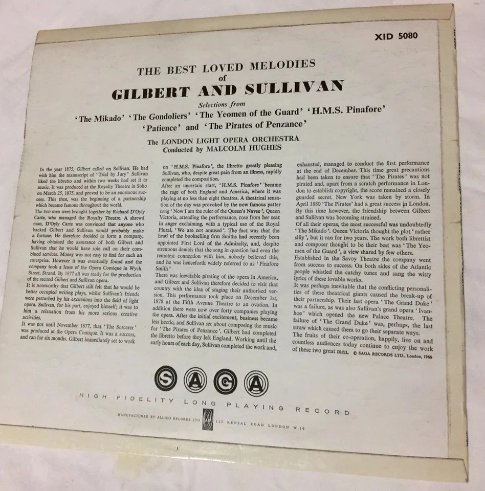 Vinyl LP - The Best Loved Melodies Of Gilbert And Sullivan - Malcolm Hughes vtd Foto 2 de 2
