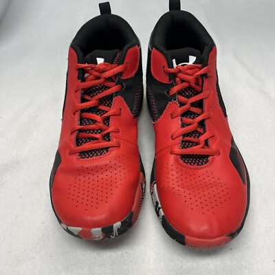 Under Armour Boys Lockdown 5 Red Black Basketball Shoes Size 6.5Y 3023533-601