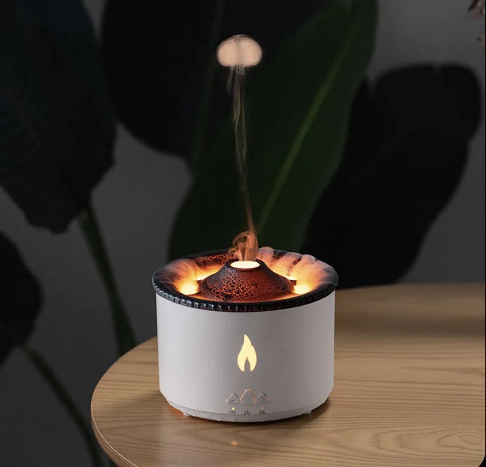 Difusor de Llama Volcano, Aceite Esencial de Aromaterapia LED Humidificador de Niebla Fría Foto 2 de 4