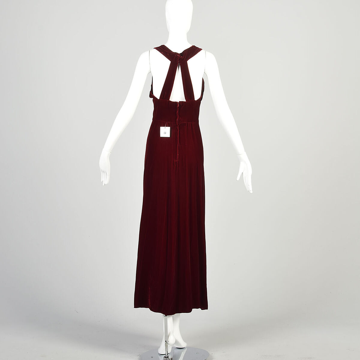 red velvet スルギ XS 1970s Red Velvet Dress Long Juliet Sleeve Empire Waist
