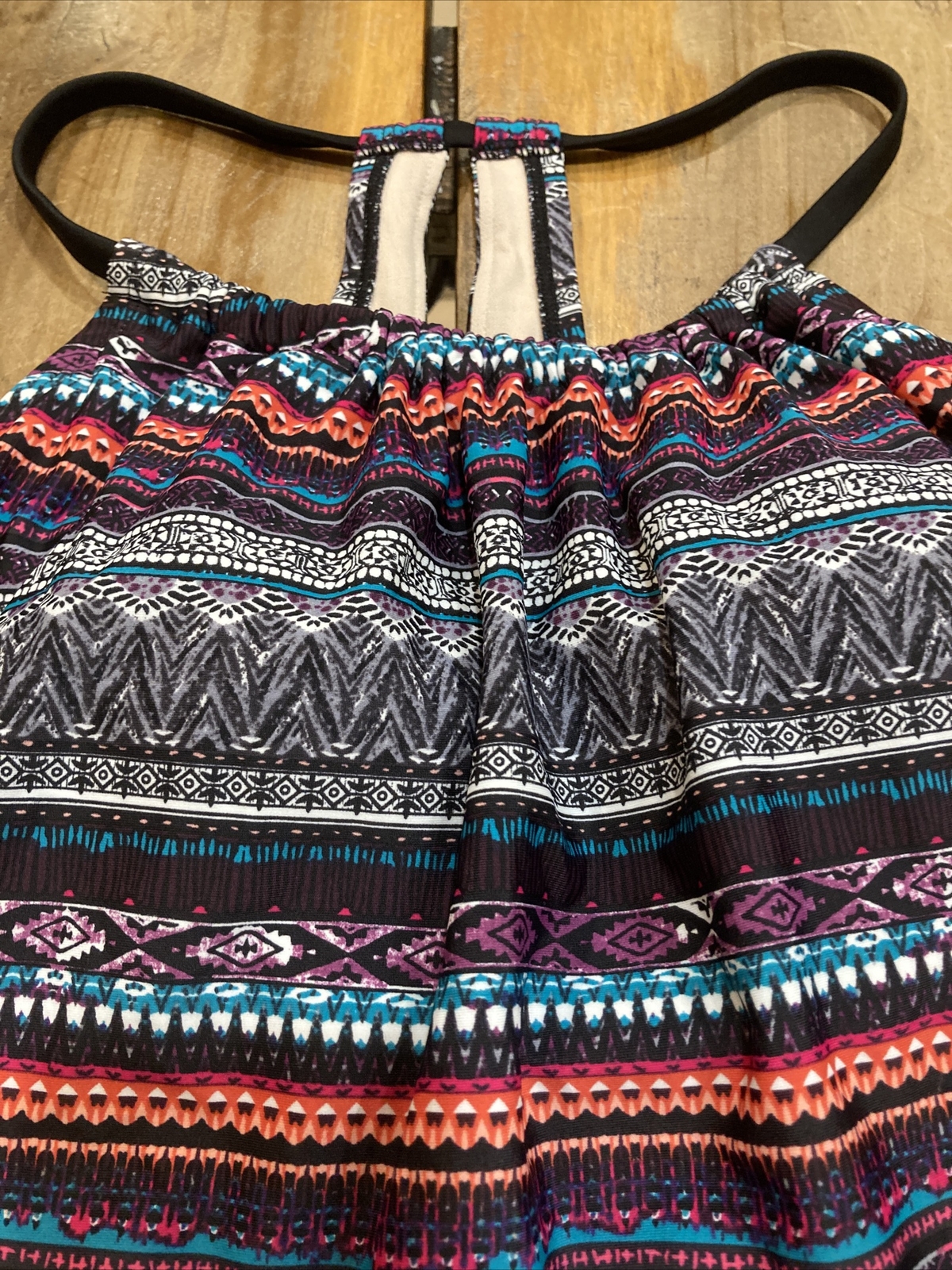 Kona Sol Multi Color Racerback Stripe Tankini Top Size Medium NWOT eBay