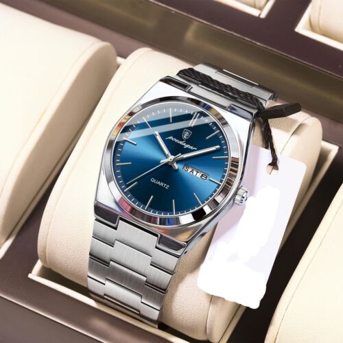 Men's Watches Stainless Steel Quartz Watch Luxury Calendar Waterproof Wristwatch - Picture 11 of 18