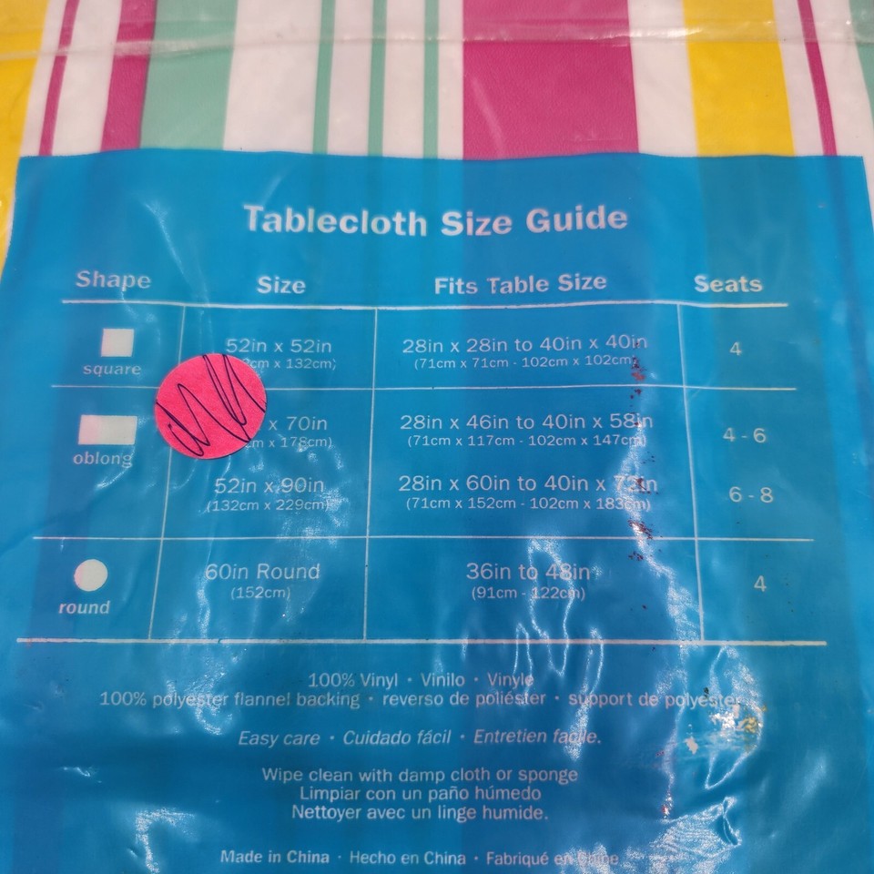 Summer Umbrella Hole Zipper Patio Tablecloth Vinyl 70" Oblong Table