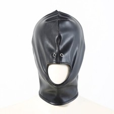 Bondage Harness Head Hood Face Mask Blindfold Mouth Opening Full Cover BDSM Toy