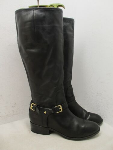 Lauren Ralph Lauren Marion Harness Buckle Leather Tall Black Boots Sz 7 B - Picture 1 of 12