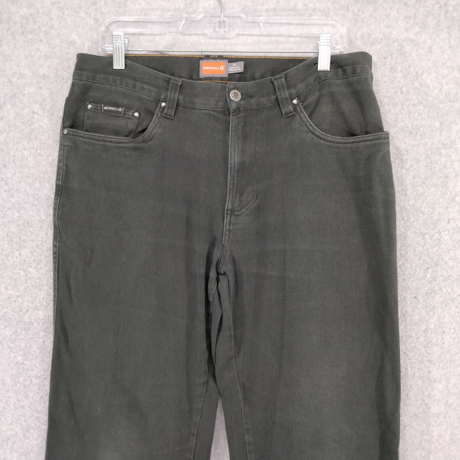 Pantaloni da uomo denim neri Merrell vestibilità rilassata taglia 34 x 31