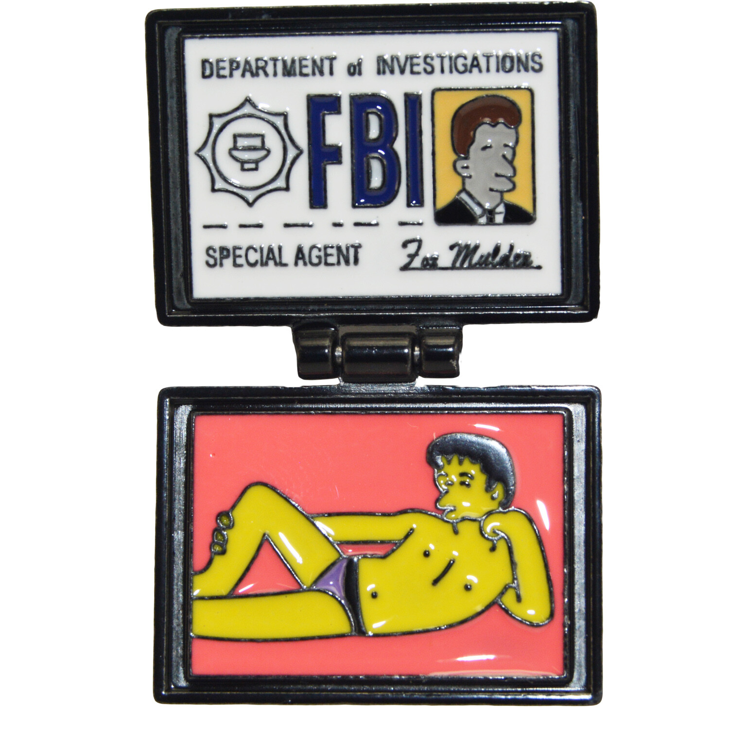 Simpsons X Files FBI Enamel Pin Fox Mulder TV Movie Comic Brooch Badge