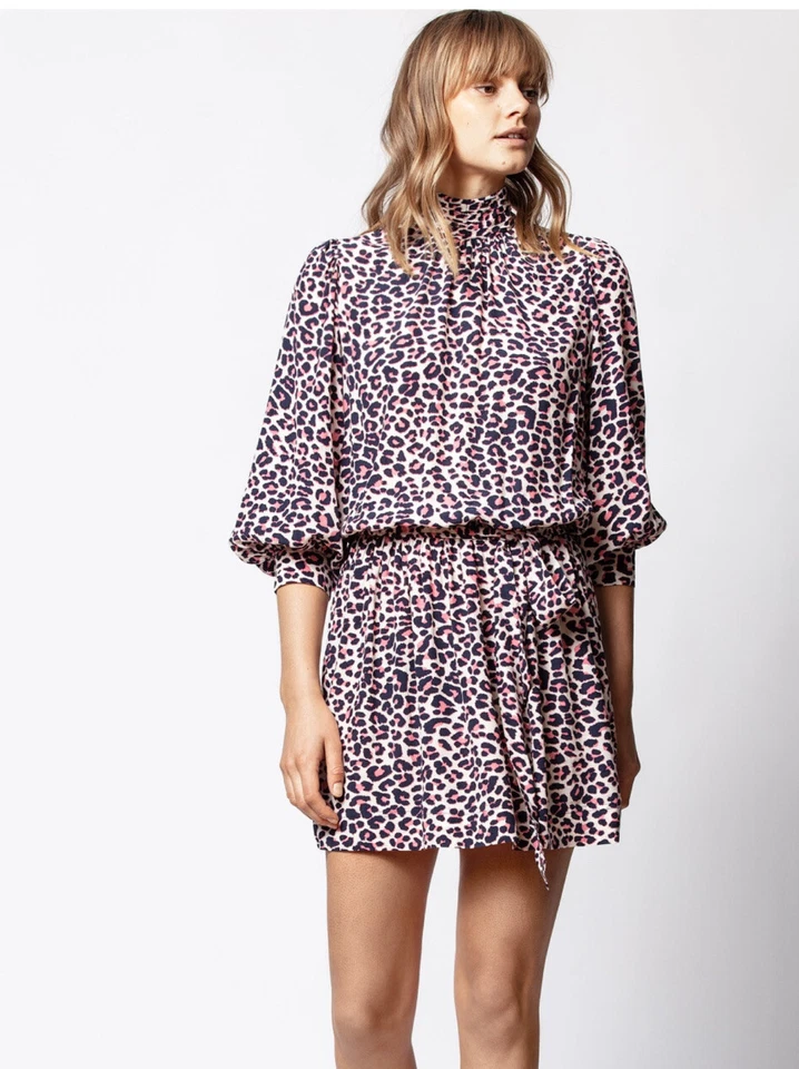 Vestido de leopardo estampado rivali de Zadig & Voltaire. Nuevo con etiquetas. Talla mediana. Venta al por menor - $400