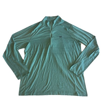 Travis Mathew Green 1/4 Zip Womens Large Performance Golf Tennis Pullover