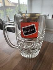 VINTAGE CARLING BLACK LABEL PINT GLASS TANKARD PRESSED DIMPLED 70s CROWN MARK