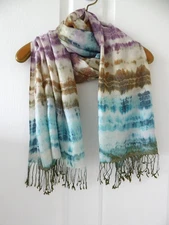 New Tied Dye 100% Cashmere Pashmina Lightweight Scarf Wrap Shawl 27x72"