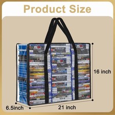 3 PACK CLEAR PVC MEDIA STORAGE BAGS FOR DVD BLU-RAY CASES WITH HANDLES