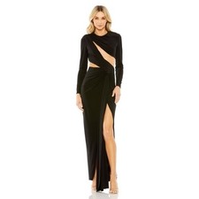 Ieena for Mac Duggal 27426 High Slit Cutout Dress in Black Size 2 MSRP $498