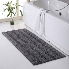 Grey Bathroom Rug 47"x24" Water Absorbent Shaggy Bath Mat Quick Dry Carpet 1 Pc