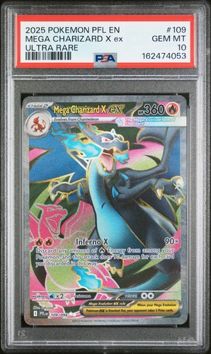 2025 POKEMON PFL EN-PHANTASMAL FLAMES ULTRA RARE #109 MEGA CHARIZARD X EX PSA 10