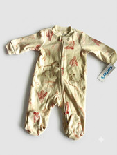 Carter's 3 month Footed Zip One-Piece Coverall Fleece Cotton Animal Print