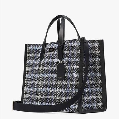 KATE Spade Manhattan Plaid Tweed Large Tote Bag Crossbody Bag