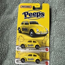 Matchbox Candy PEEPS Yellow 1962 VW Beetle 2026 Die Cast Car Lot of 2 NEW Easter
