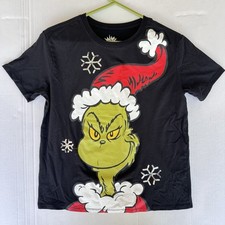 The Grinch Santa Black T-Shirt Size M Medium Cotton Polyester