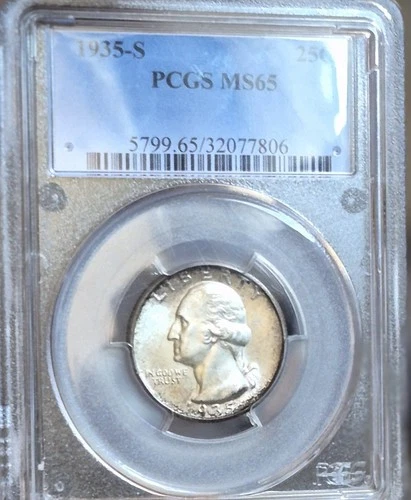 1935-S Washington Quarter PCGS MS-65  Nicely Toned