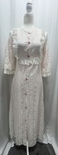 Vintage 60s Nightgown Robe Hippy Ruffled Lace Pink White Women SZ Small Say Luv