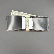 Italian Rocado Shell Cordovan Leather Custom Black Bifold Wallet Toronegro