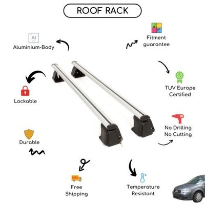 Bare Roof Rack Cross Bars Set for Audi A3 Hatchback 1999 - 2003