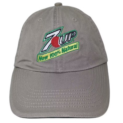 Port & Company 7UP Baseball Cap Beige OS Embroidered Adjustable Strapback Hat