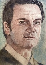 ACEO Colin Firth The King's Speech Original Watercolor sketch card