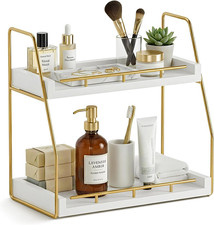 Bathroom Countertop Organizer, 2-Tier Makeup Organizer for Vanity, Wooden Shelf