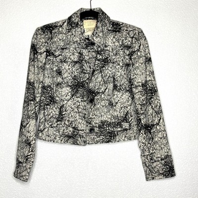 Alberto Makali Sport X Cache Women's Black White Abstract Cropped Jacket Size 2