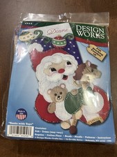 "SANTA WITH TOYS Design Works Christmas Stocking Kit 18 5253 Felt Sequins NEW