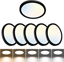 6 Pack 12 Inch LED Flush Mount Ceiling Light Fixtures, 24W 2640LM 5 CCT Select