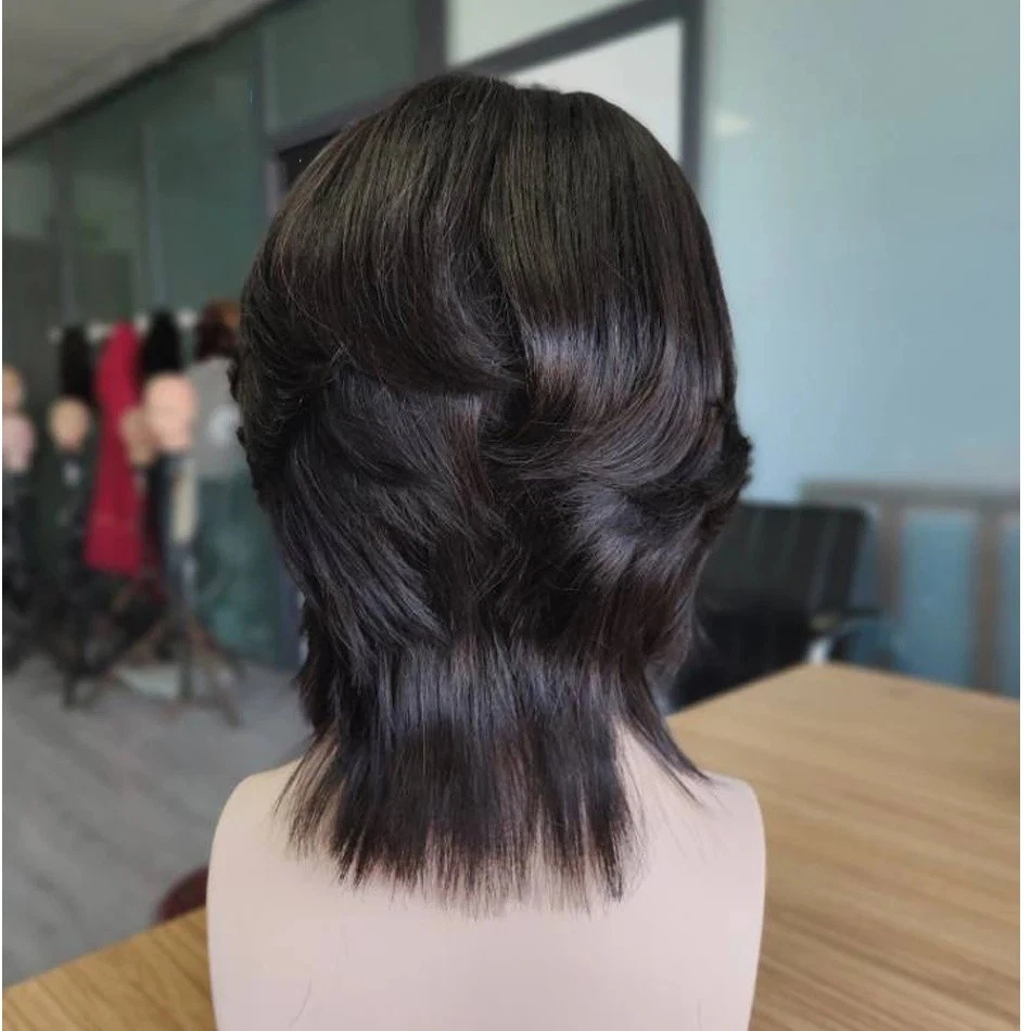 Men's Mullet Wig Wolf Cut Layers Remy Human Hair 13X6 Lace Front Male Wig Short - 第 5 张/共 11 张