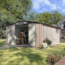 10x12FT Outdoor Metal Storage Shed Heavy Duty Garden Tool House Lockable Doors