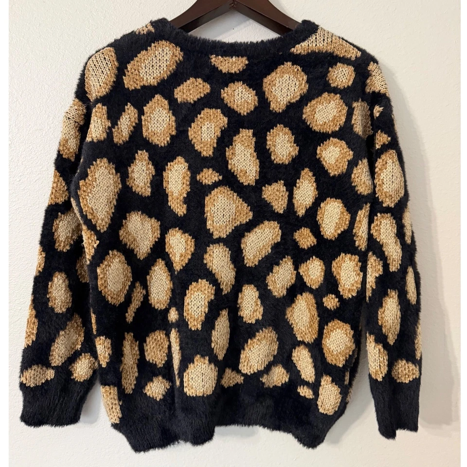 Женский пуловер Michael Kors с леопардовым принтом ChunkyKnit золотистый металлик большой - Изображение 3 из 4