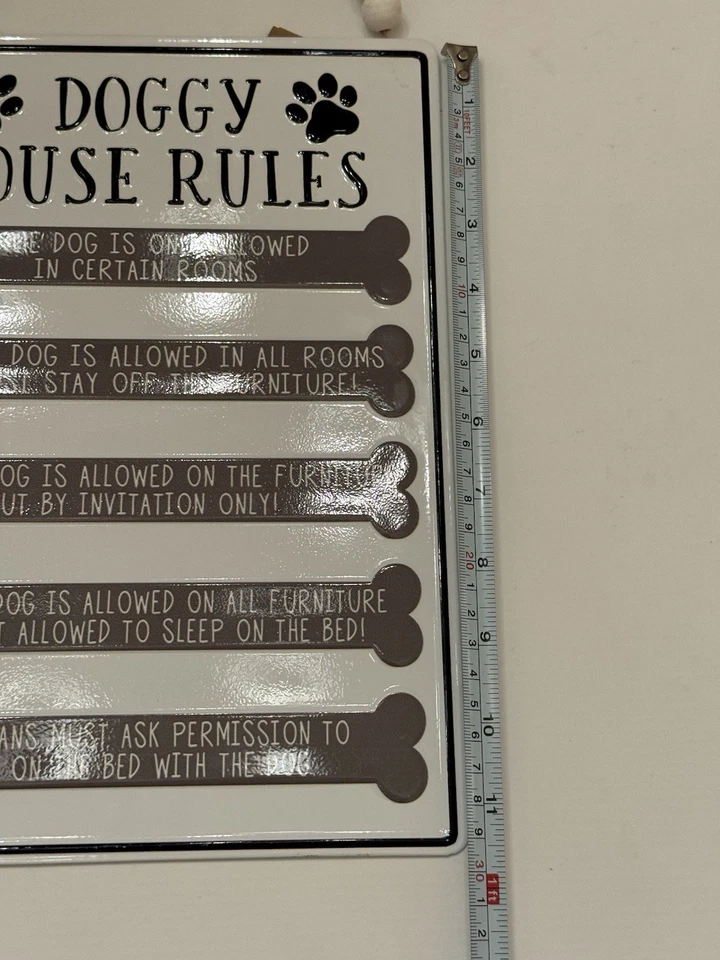 Letrero de pared de metal de 8,5 X 11,5 reglas de casa de perro divertido amante de las mascotas mimado con cuentas Foto 3 de 4