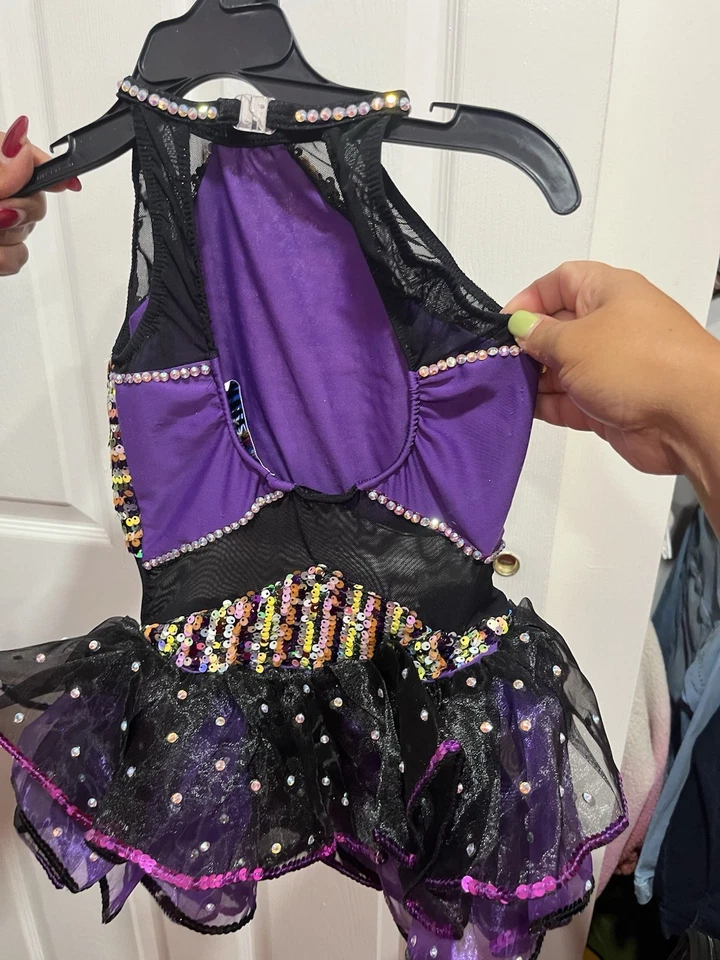 Disfraz de baile jazz púrpura, negro y multi. Color Foto 2 de 3